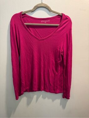 Ann Taylor Women's Magenta V-Neck Long Sleeve Too